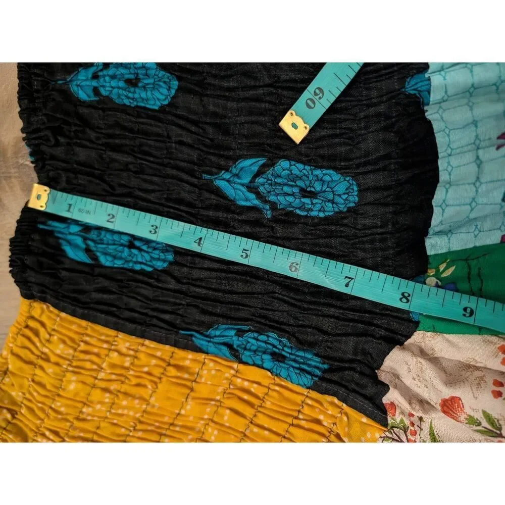 Tribe Azure Patchwork Harem Jumpsuit Pants L/XL Fair Trade Boho Festival Romper